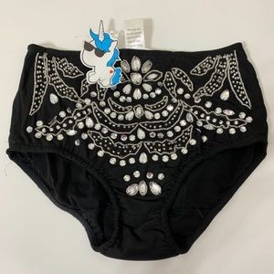 I heart raves black rhinestone bottoms